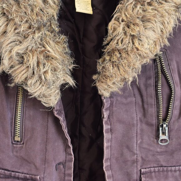 Women's BB Dakota Jacket with Snap On-Neck Faux Fur Liner SMALL Brown - Picture 4 of 15